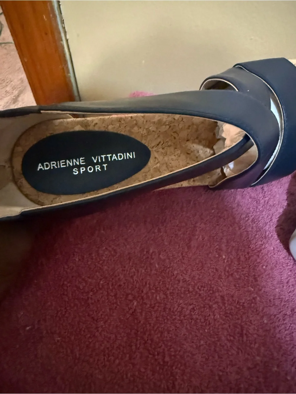 Adrienne Vittadini Navy Blue Crisscross Wedge Sandals